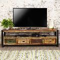 reclaimed wood tv unit with four drawer