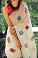 Festive moods Pure Linen Embroidery Saree
