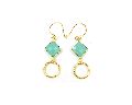 Aqua Chalcedony Gemstone Earring with Gold Plated