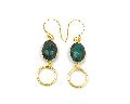 Dyed Emerald Gemstone Earring with Gold Plated