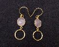 Pink Chalcedony Gemstone Earring homemade fashionable with Gold Plated