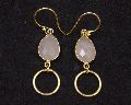Pink Chalcedony Gemstone Pear Shape Earring with Gold Plated