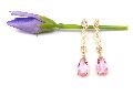 Pink Quartz And Cubic Zircon Gemstone Stud Earring