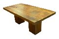 live edge table with wooden leg