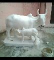 White Marble Cow & Calf Statue