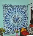 Multicolor Printed turquoise blue cotton wall hanging tapestry