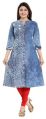 Dare To Dream roll up red button denim front open a-line long kurti