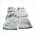 Long White Leather Working Gloves