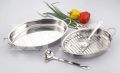 Stainless Steel Round Silver Plain New oval grill roasting tin