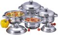 Round  Silver Polished 6 pcs Stainless Steel pathan pot