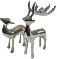 silver metal deer statue