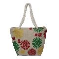 Twisted Rope Handle PP Laminated Juco Fabric Beach Bag