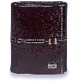 Mini Leather Wallet Tri Fold Brown