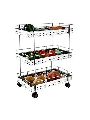 Steel Kitchen 3 Layers Perforated Trolley Fruits, Vegetable Storage Rack/Trolley/Stand Silver Colour