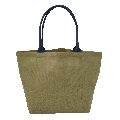 genuine leather rope handle pp laminated jute tote bag