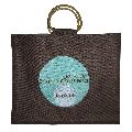 wooden cane handle embroidery jute promotional bag