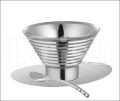 Stainless Steel Round Silver Plain Polished ribbed double walled spoon saucer ice cup