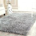 Farooq Hand Looms Gray Square woolen shaggy carpet