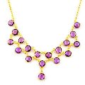 46.12cts natural purple amethyst 925 sterling silver 14k gold necklace p91742