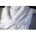 White Polyester/Cotton terry towel bathrobe