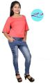 Ladies Dobby Faded Color Blue High Waist 2 Button Stretchable Jeans