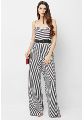 Strapless Striped Flare Jumpsuit