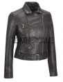 Womens Stylish Black Leather Biker Jacket