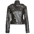 Womens Black Cropped Leather Jacket