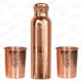 Embossed Copper Bottle Glass Gift Set