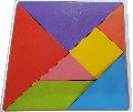 MDF Blue Green Yellow Polished wooden tangram puzzle