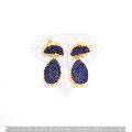 Classic Stud Earring With Blue Colour Druzy Gemstone