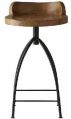 Low Back Rest Wooden Top and Iron Base Stool