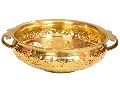 Round Golden brass handcrafted urli bowl