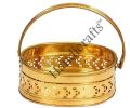 Round Golden brass oval shaped puja basket