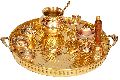 Golden Polished Brass Pooja Thali Set