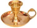 Golden Plain pure brass handle candle holder