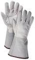 Leather Beige Grey Red Plain welding gloves