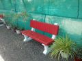 Red Cement Garden Bench