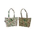 all over camflougue print pattern pocket jute cotton reversible tote bag