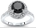 1.45 Ct Round Brilliant Cut Black Diamond Wedding Ring 14k White Gold