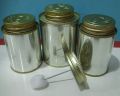 Round silver and golden Plain om solvent cement tin can