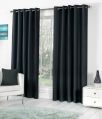 Black Polyester eyelet long door curtains