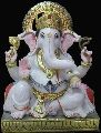 Painted Marble Ganesh Statue