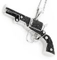 1.00 Ct. Black Diamond Gun Hip Hop Pendant in 14k Gold For Men's