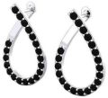 1.20 Ct. Natural Black Diamonds Hoop Earrings In 14k Wiite Gold For Women's
