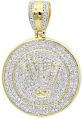 1.60 Ct. Crown Diamond Hip Hop Pendant For Men's In 14k Gold