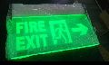 Aluminium Glass Plastic Rectangular Green led exit sign board