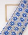 Blue Floral Woven Brocade Silk Fabric