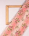 Salmon Floral Woven Zari Jacquard Banarasi Taffeta Silk Fabric