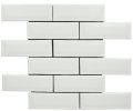 Brick Offset Glossy White Mosaic Tiles